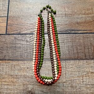 Vintage Multi-Strand Beaded Necklace 16-18”. Beads are about .25” in diameter.